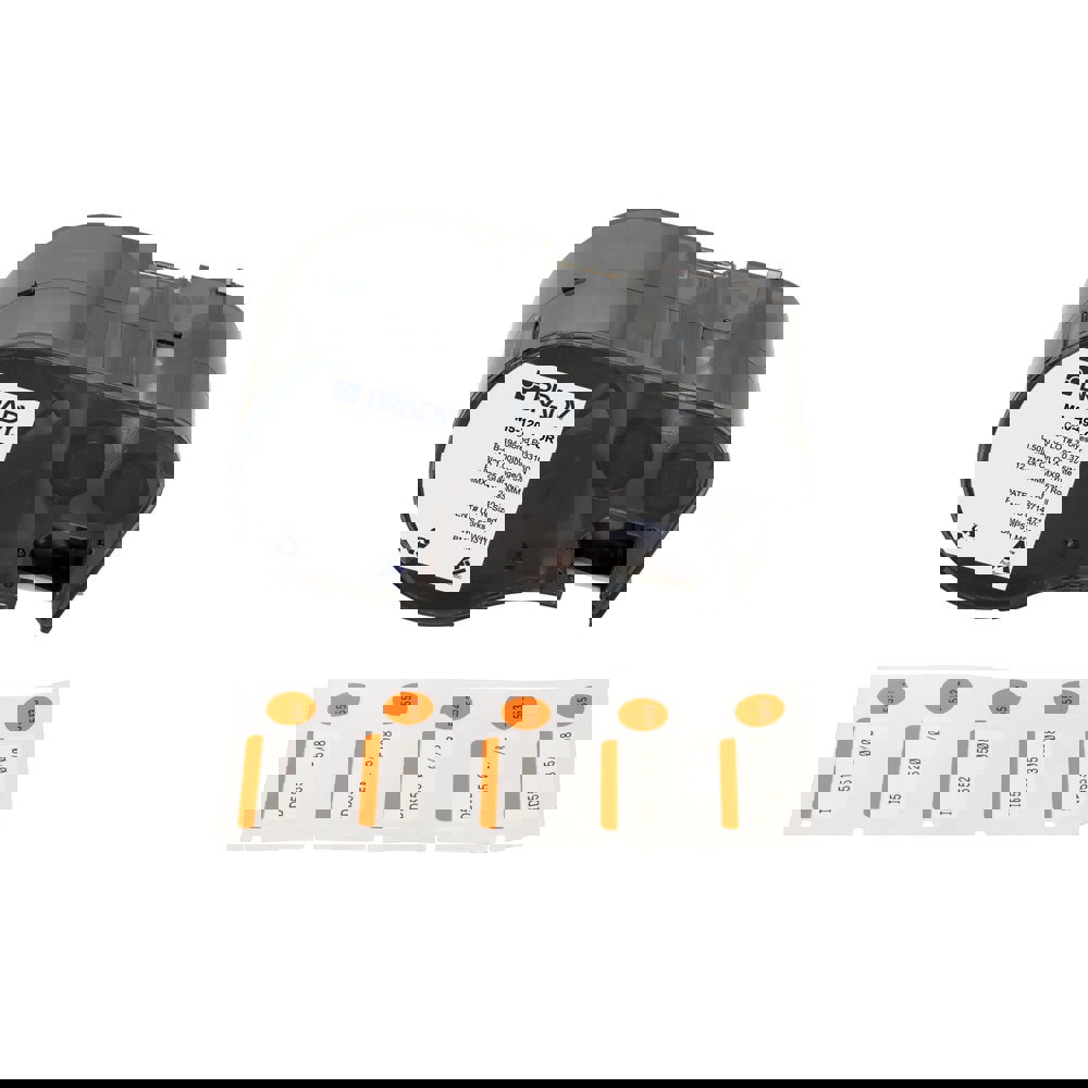 Labels, Ribbons & Tapes; Application: Label Printer Cartridge ; Type: Label Printer Cartridge ; Color Family: Orange ; Color: Black on Orange, White ; Number Of Labels Per Roll: 240 ; Label Diameter (Inch): 3/8